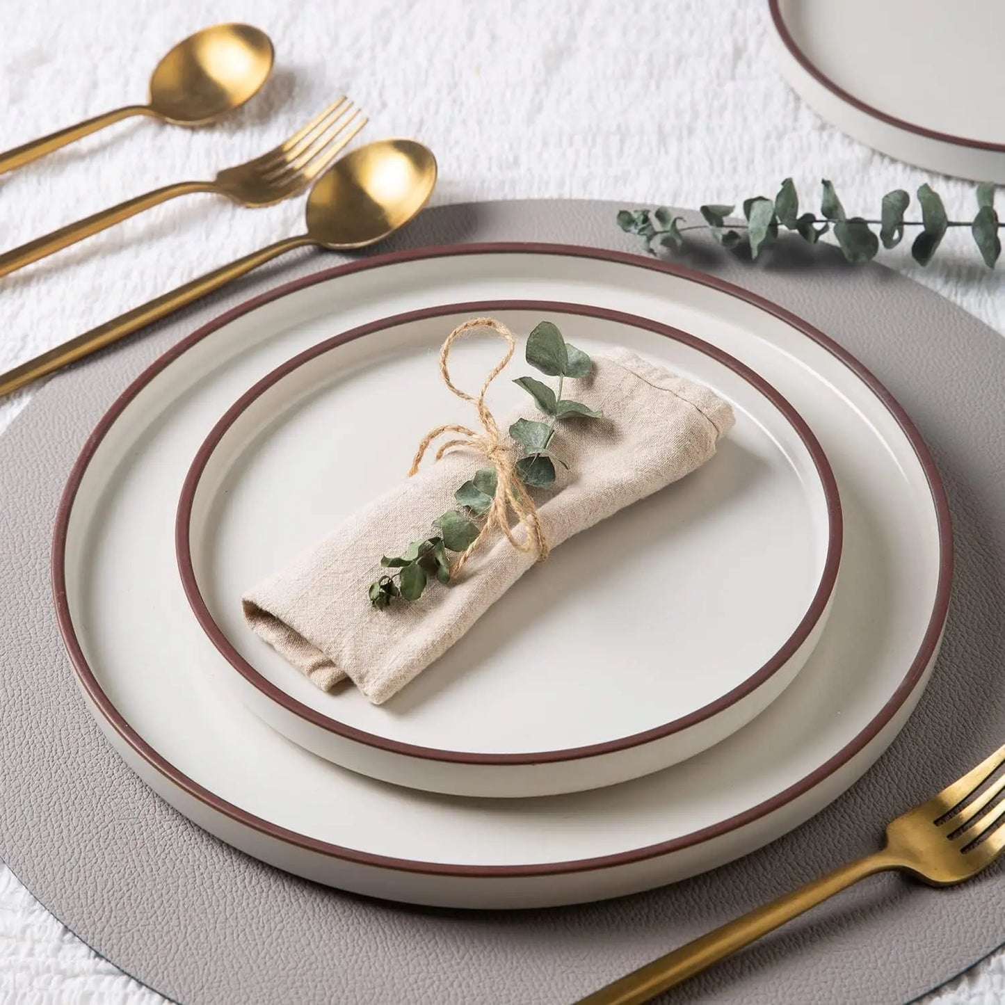 Ceramic Dinnerware Sets for 6, High Edge Stoneware Plates and Bowls Set, Chip and Crack Resistant | Oven & Dishwasher & Microwav