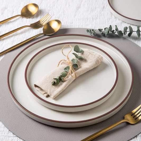 Ceramic Dinnerware Sets for 6, High Edge Stoneware Plates and Bowls Set, Chip and Crack Resistant | Oven & Dishwasher & Microwav