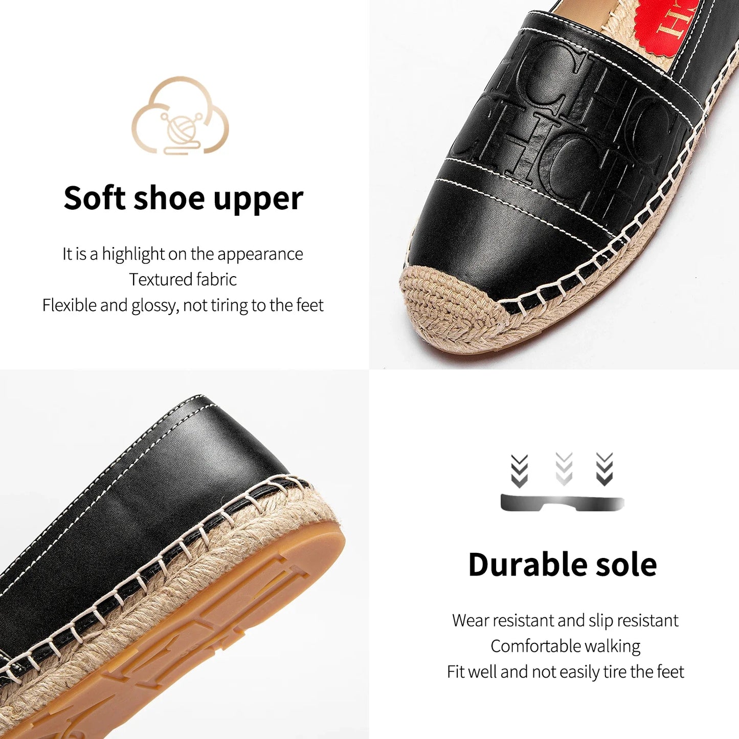 C-H Woman Beach Shoes 2025 New Anti slip Handmade Hemp Bottom Flat Shoes Mommy Gift Girls Casual Shoes