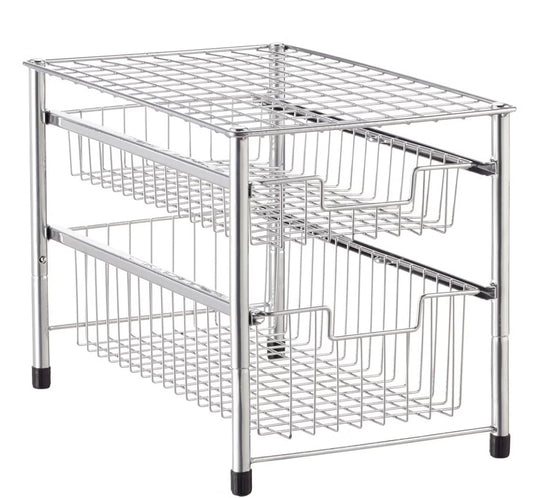 Double Drawer Wire Pull-Out Cabinet Organizer