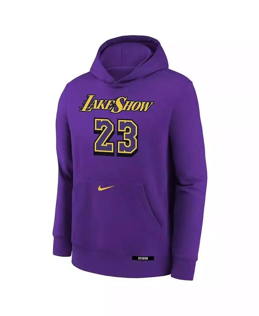 Nike | Big Boys and Girls LeBron James Purple Los Angeles Lakers 2024/25 City Edition Name Number Pullover Hoodie