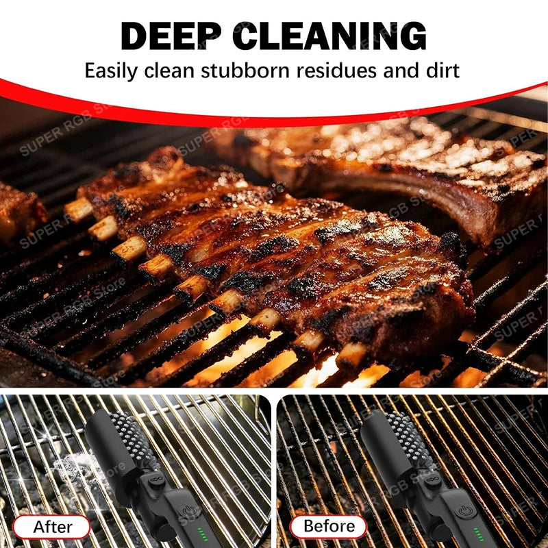 Electric Grill Cleaning Brush Rotary BBQ Cleaner Tool 3-Speed 2600mAh Cordless Rechargeable Adjustable Angle Gifts for Men/Dad