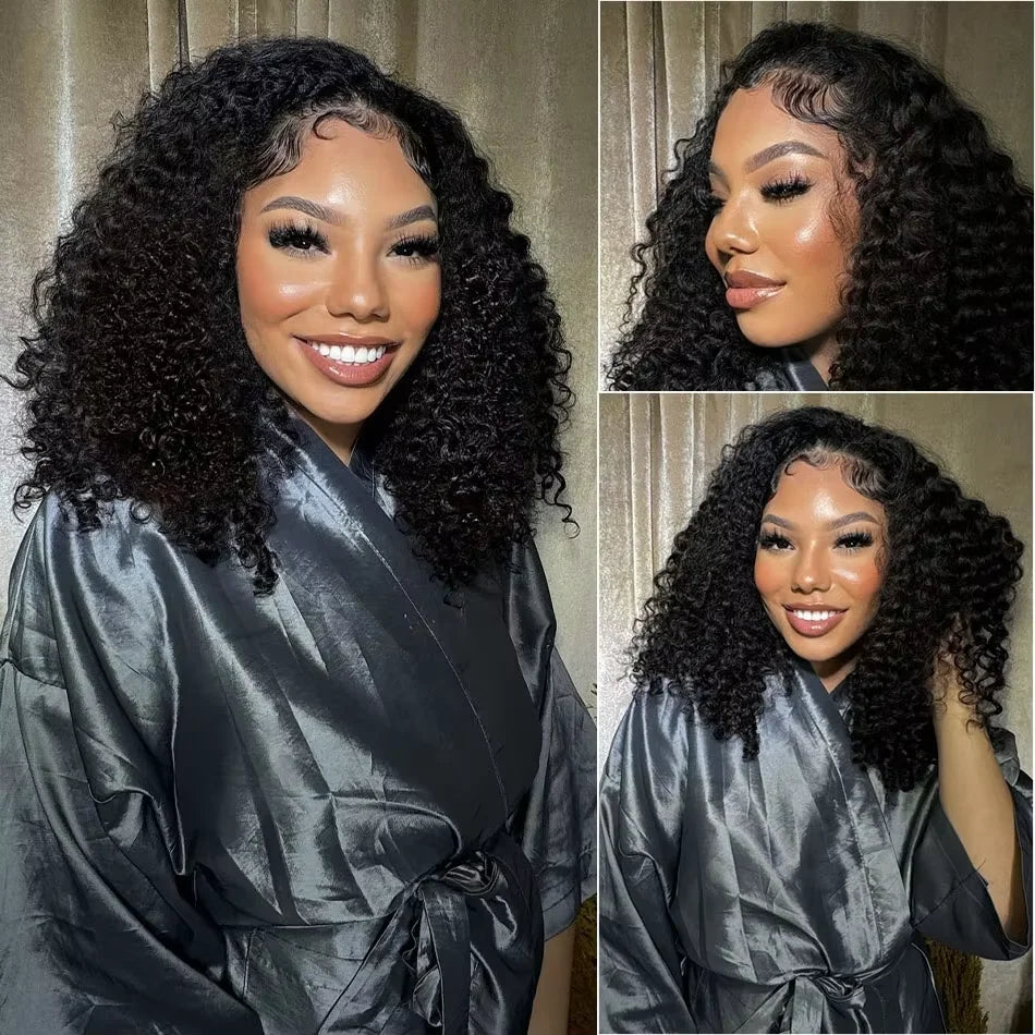 220% Density Curly Bob Wigs Human Hair Deep Wave Bob Wig 13×4 Lace Front Wig Deep Curly Human Hair Wigs Lace Front Wig For Women