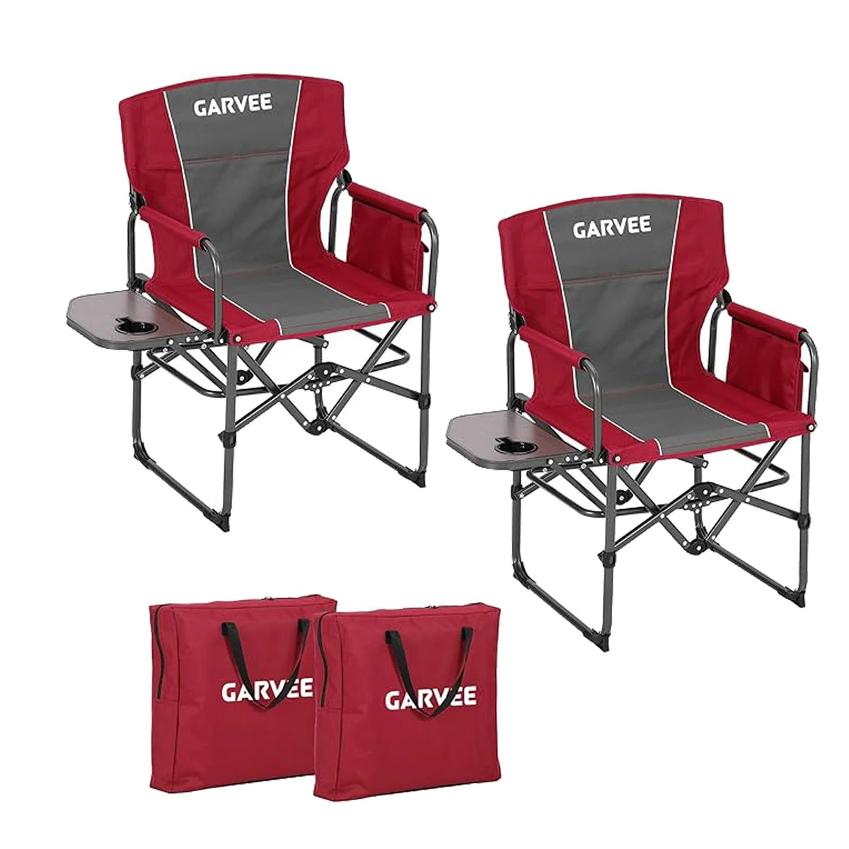 2 Pack Oversized Camping Directors Chair, Heavy Duty Portable Folding Lawn Chair with Side Table & Storage Pocket, Outdoor Foldable Camp Chair for Adults, Beach, Fishing, Picnic