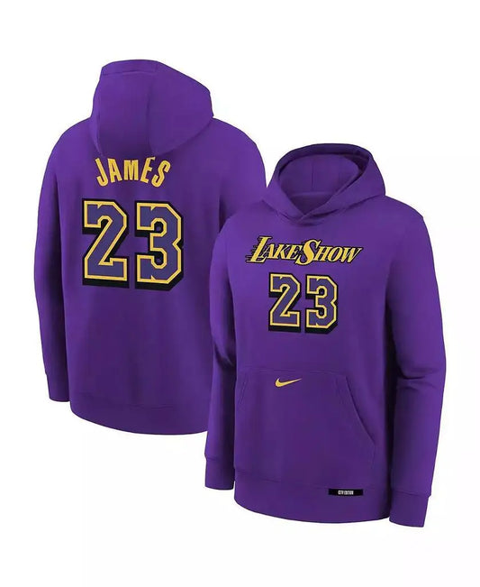 Nike | Big Boys and Girls LeBron James Purple Los Angeles Lakers 2024/25 City Edition Name Number Pullover Hoodie