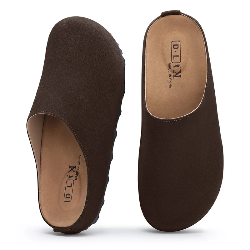 Bebealy Women's Genuine Clogs with Adjustable Strap Fashion Slip On Potato Shoes Cork Footbed Leather Mules With Arch Support
