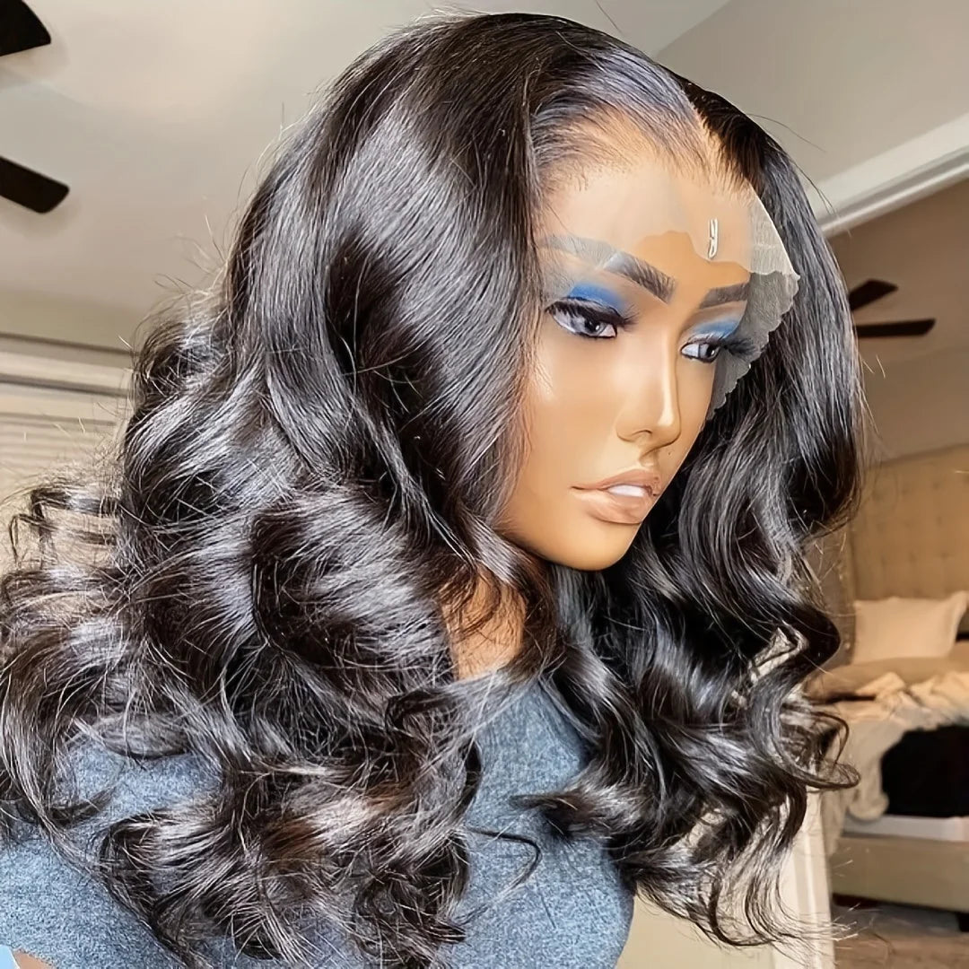 Body Wave Short Bob Wig 4x4 Lace Front Human Hair Bob Wigs 180% Density 5x5 HD Lace Frontal Wig Human Hair Natural Black