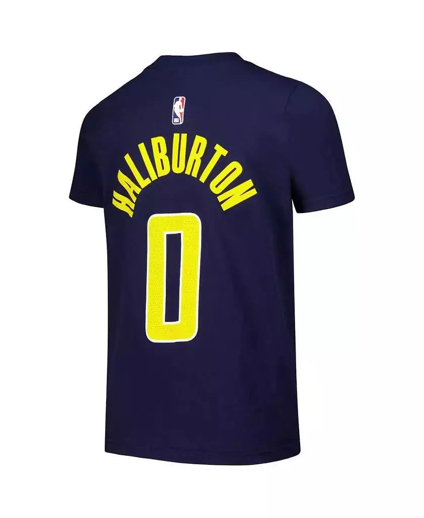 Nike | Big Boys and Girls Tyrese Haliburton Navy Indiana Pacers Icon Edition Name Number T-Shirt