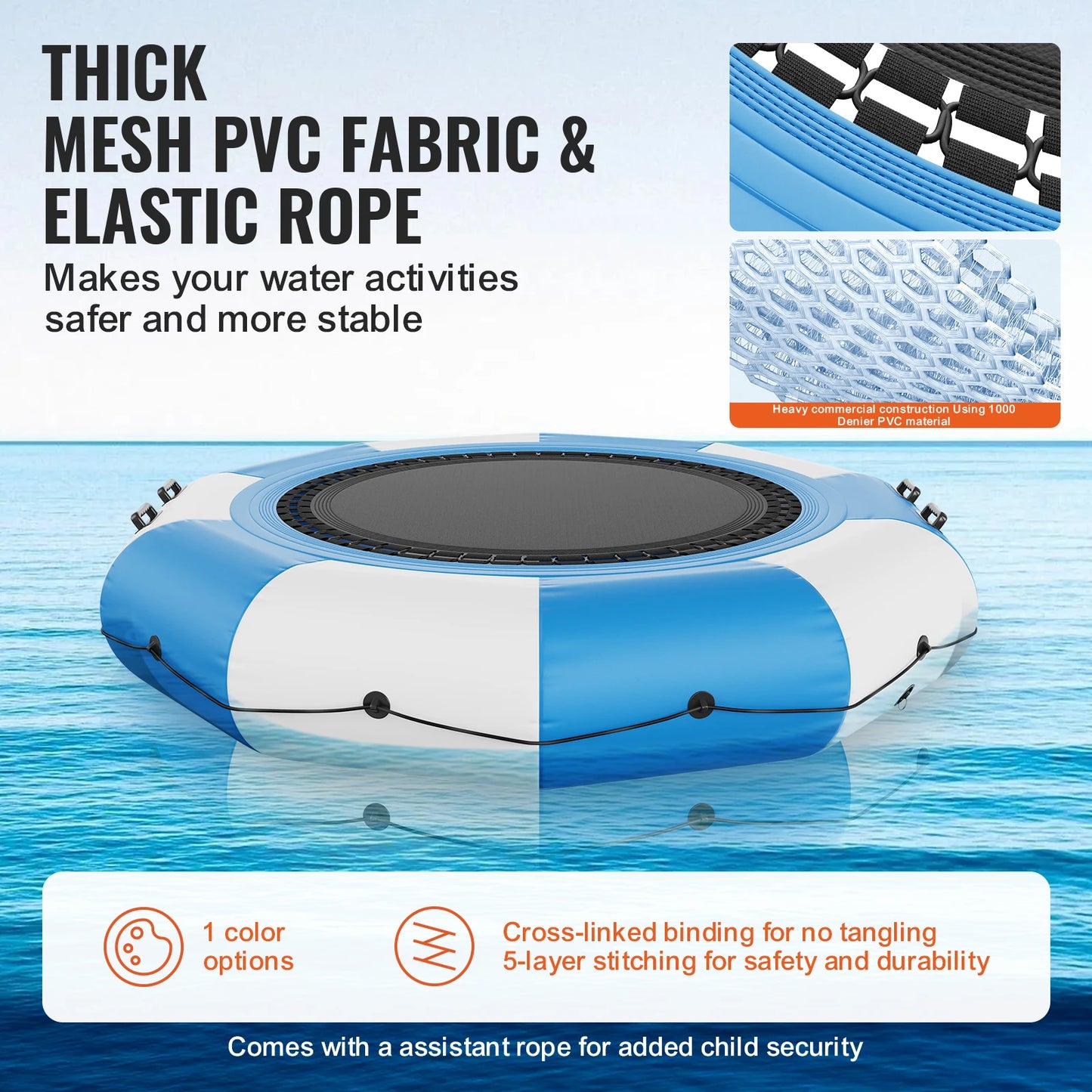 SucceBuy Inflatable Water Bouncer Recreational Water Trampoline Portable Bounce Swim Platform Kids Adults Floating Rebounder