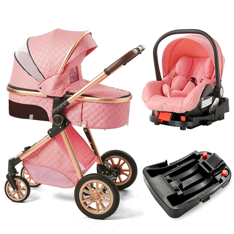 Fashion Baby Stroller 3 in 1 Baby Travel System Newborn Baby Cart Portable Pushchair Baby Cradel Infant Carrier Free Shipping