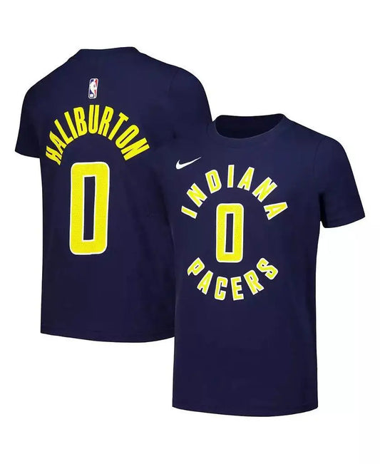 Nike | Big Boys and Girls Tyrese Haliburton Navy Indiana Pacers Icon Edition Name Number T-Shirt
