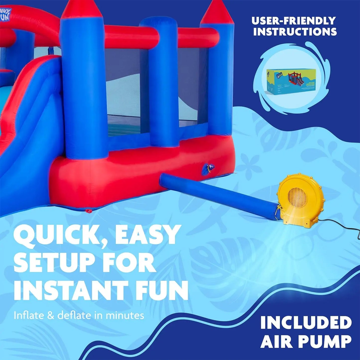Inflatable Bouncy Castle with Dual Slide - Heavy-Duty for Outdoor Fun - Climbing Wall, Slides, Bounce House - Easy to Set Up & I