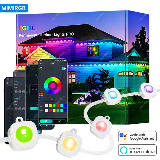 150FT 90LEDs Permanent Outdoor Eaves Lights Smart RGBIC LED Light App Control Music Sync Timer Party Holiday Decoration Alexa