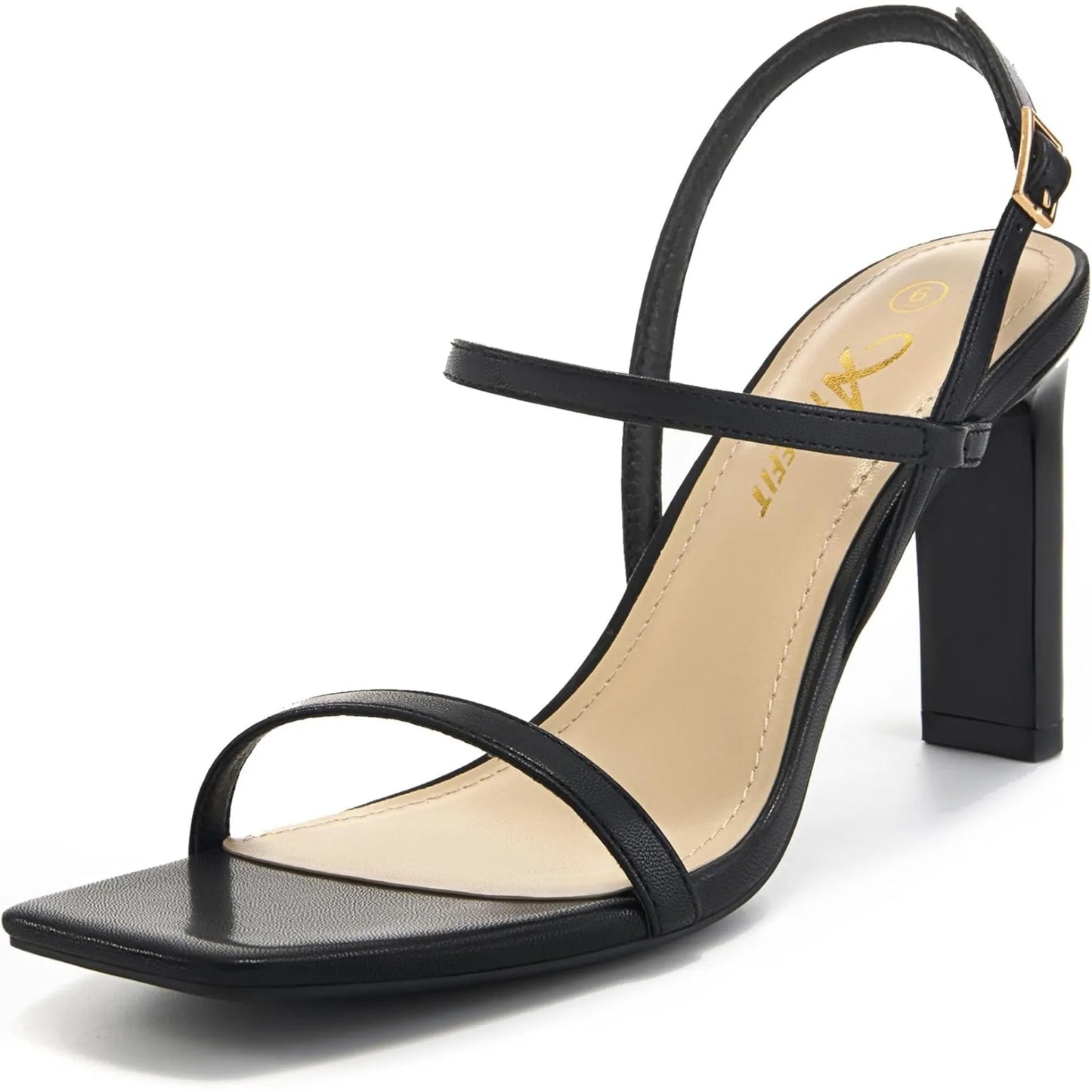Women's Strappy High Heels Square Open Toe Heeled Sandals Ankle Strap Dressy Wedding Party Shoes