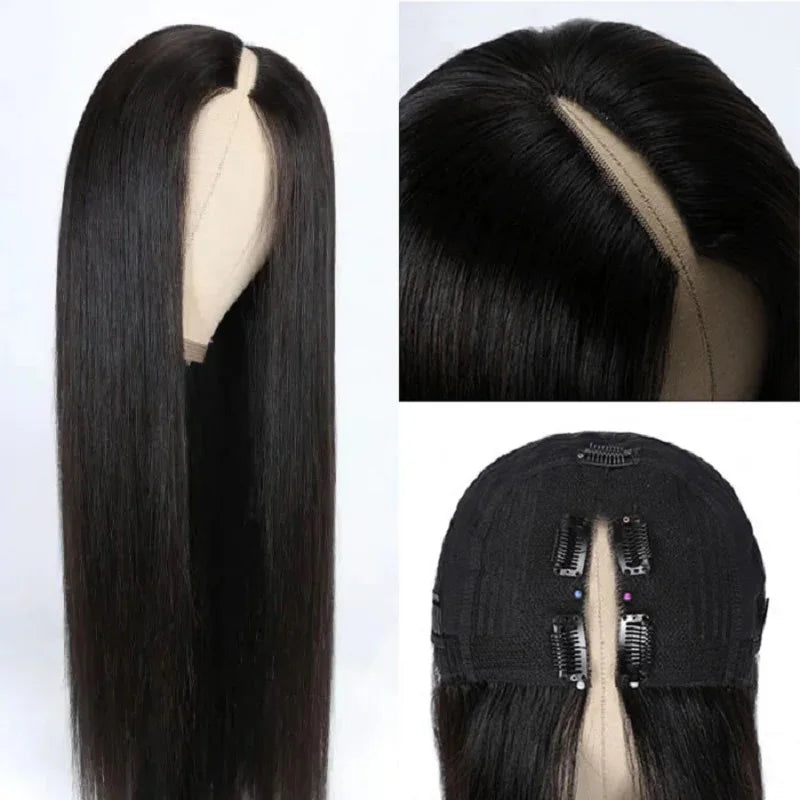 250% Density Straight V part wig Human Hair Beginnger Friendly 40 Inch Glueless V Part Human Hair Wigs No Leave Out Easy Install