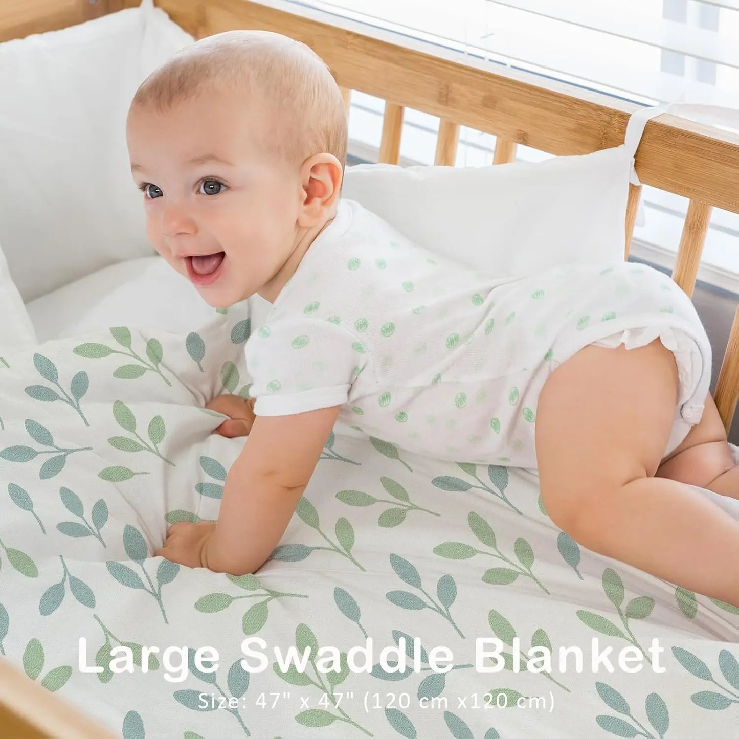 HECCEI Muslin Swaddle Blanket - Baby Muslin Blanket Large Swaddles 47 x 47 inches Bamboo and Cotton Baby Receiving Blanket