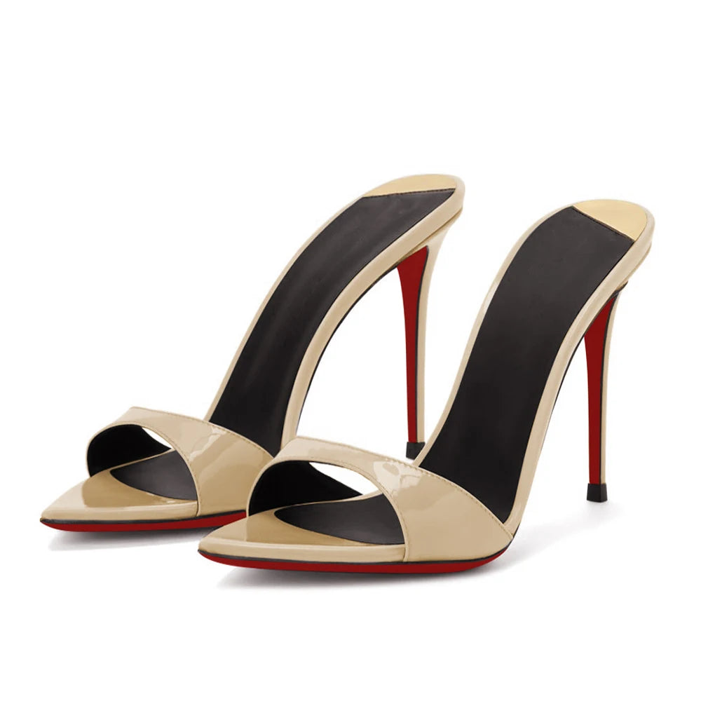 New Super Hot White Pointed High Heels with Thin Heels Half Slippers, Women's Summer Open toed Sandals
