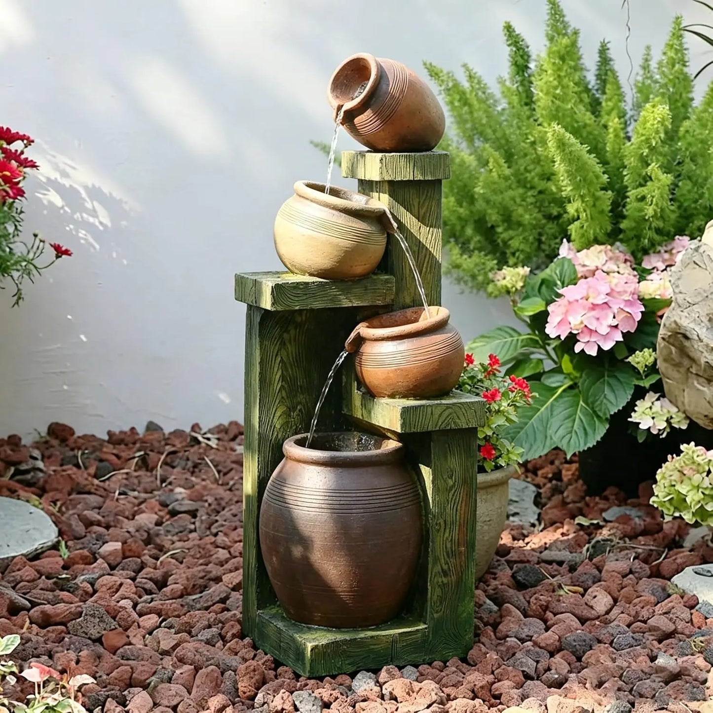 51.4" H Outdoor Garden Water Fountain for Garden, Patio, Backyard, Deck, Porch and Home Art Decor, 5 Tiers Modern, Custom