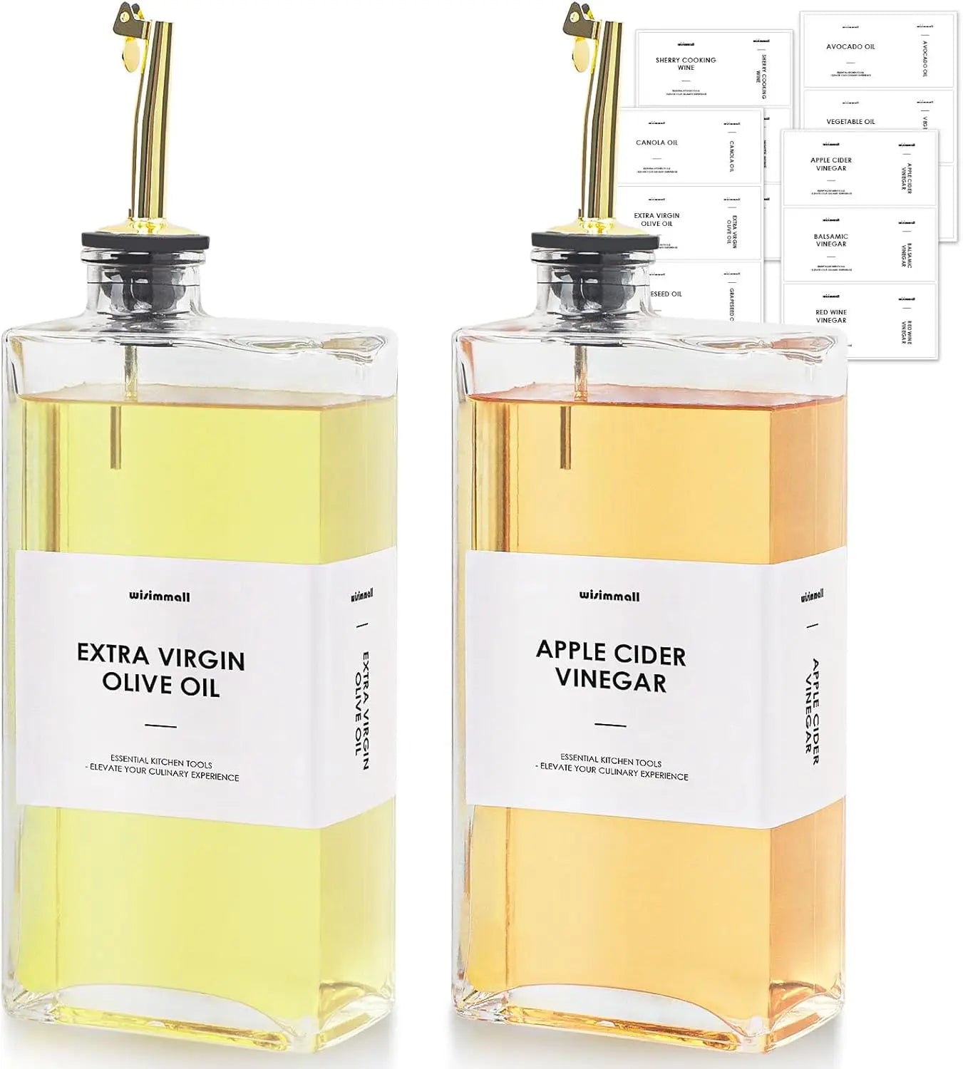 Olive Oil Dispenser For Kitchen, Glass Oil Bottle 500ML Oil And Vinegar Dispenser Set Of 2, Cooking Oil Dispenser With 2 Stainle