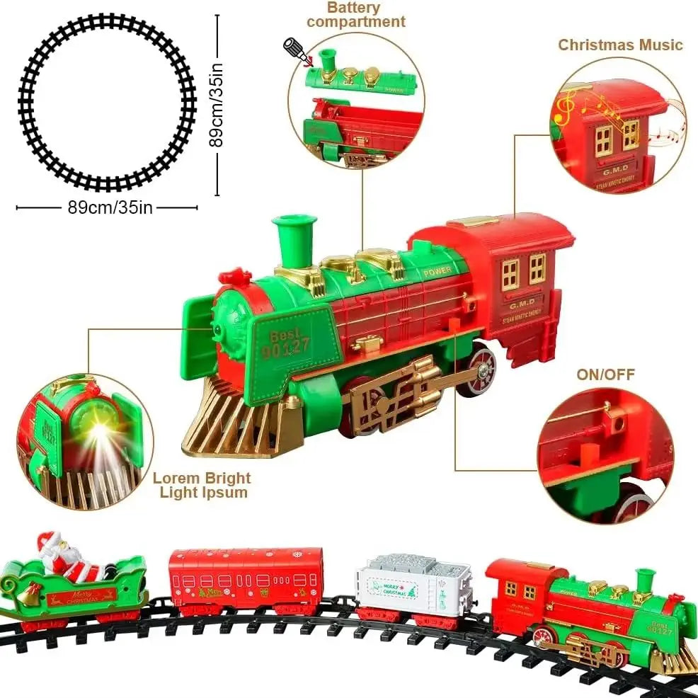 VATOS Hanging Christmas Train Set Toy Light and Sound Train Around Christmas Tree Decoration Gift Indoor Home Toys for Kids