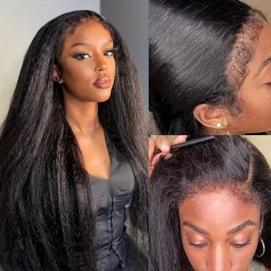 40 Inch Kinky Straight 360 Full Lace Wig Human Hair Wigs Pre Plucked Hd Lace Front Wig 250 Density Brazilian Original For Women