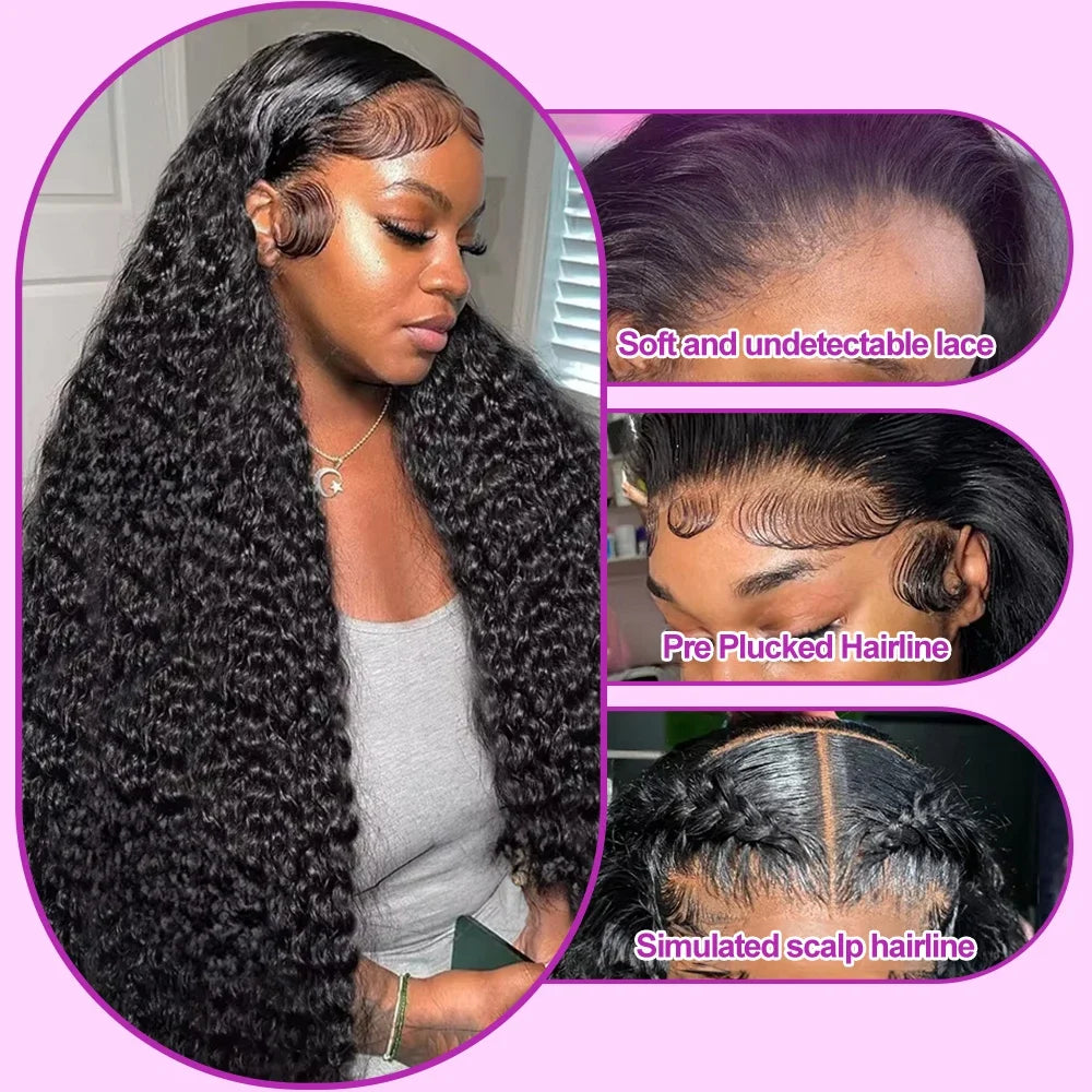220 Density HD Curly 13x4 13x6 Loose Deep Wave Lace Front Wigs 100% Human Hair Brazilian Pre Plucked Lace Frontal Wig For Women