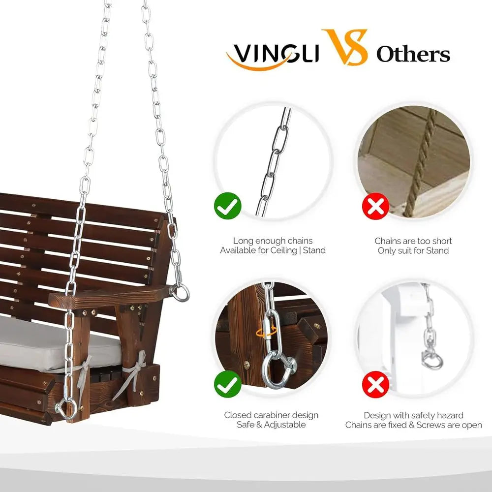 5-Seat Outdoor Porch Swing with Cushions, Heavy-Duty Patio Swing Stand for Garden, Pool, Deck
