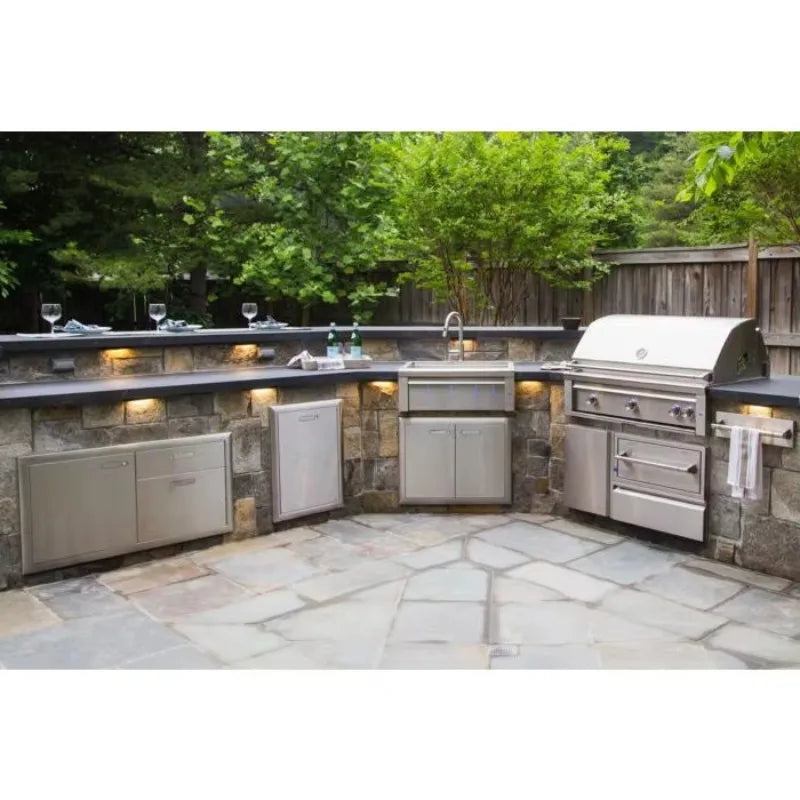 Custom Garden Outdoor Kitchen BBQ Island With Built in Gas Grill Weatherproof 304 Stainless Steel For Patio Villa Commercial Use