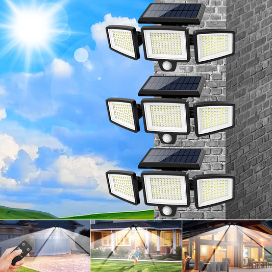 3 Pack Outdoor Solar Lights, 2800LM，1400mAh battery capacity,Motion Sensor Security Lights for Porch, Garage, Yard Entrance, Patio