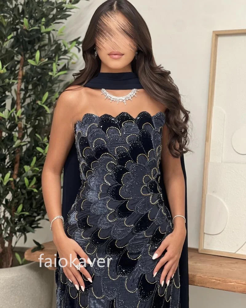 Glamorous Grey Evening Dresses Sparkling Beads Mermaid Maxi Cocktail Gowns Charming Sleeveless Customized Special Occasion Dress