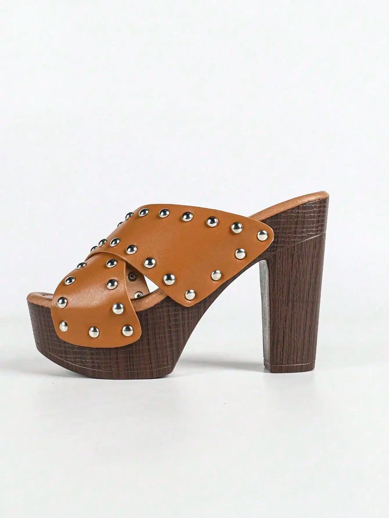 Women's Platform Sandal Heeled Sandals For Women Chunky Heel Summer Dressy Leather Peep Toe Mule Sandals Block Heel Shoes