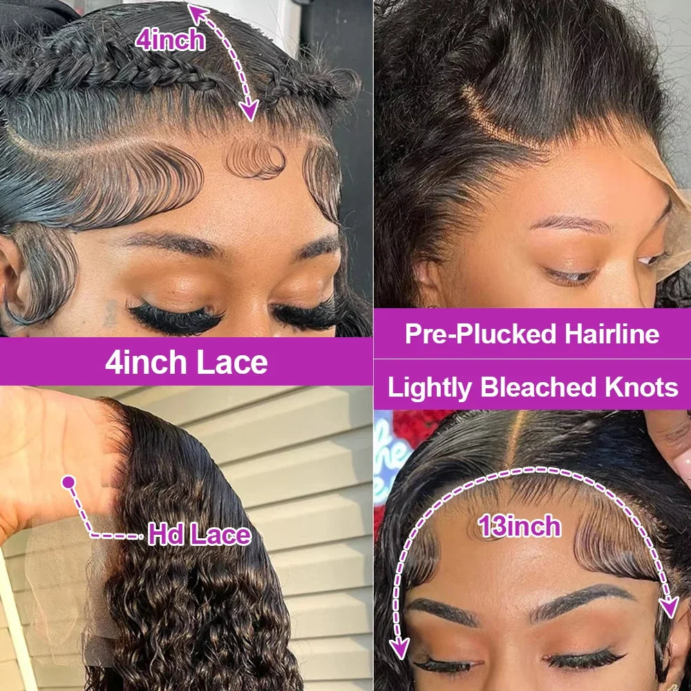 220 Density HD Curly 13x4 13x6 Loose Deep Wave Lace Front Wigs 100% Human Hair Brazilian Pre Plucked Lace Frontal Wig For Women