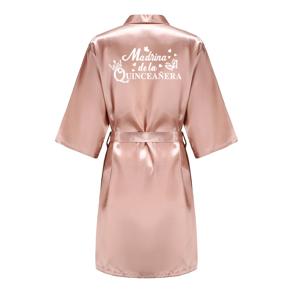 Princess Sweet 15 Years Girl Birthday Party Robes Quinceanera Robe Mis XV Bathrobe Silkly Nightgown