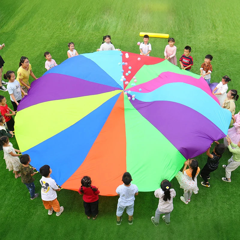 Outdoor Children Games Kids Play Rainbow Parachute Toy 2M 3M 5M Cooperative Teamwork Activities Party Carnival Fun Favors