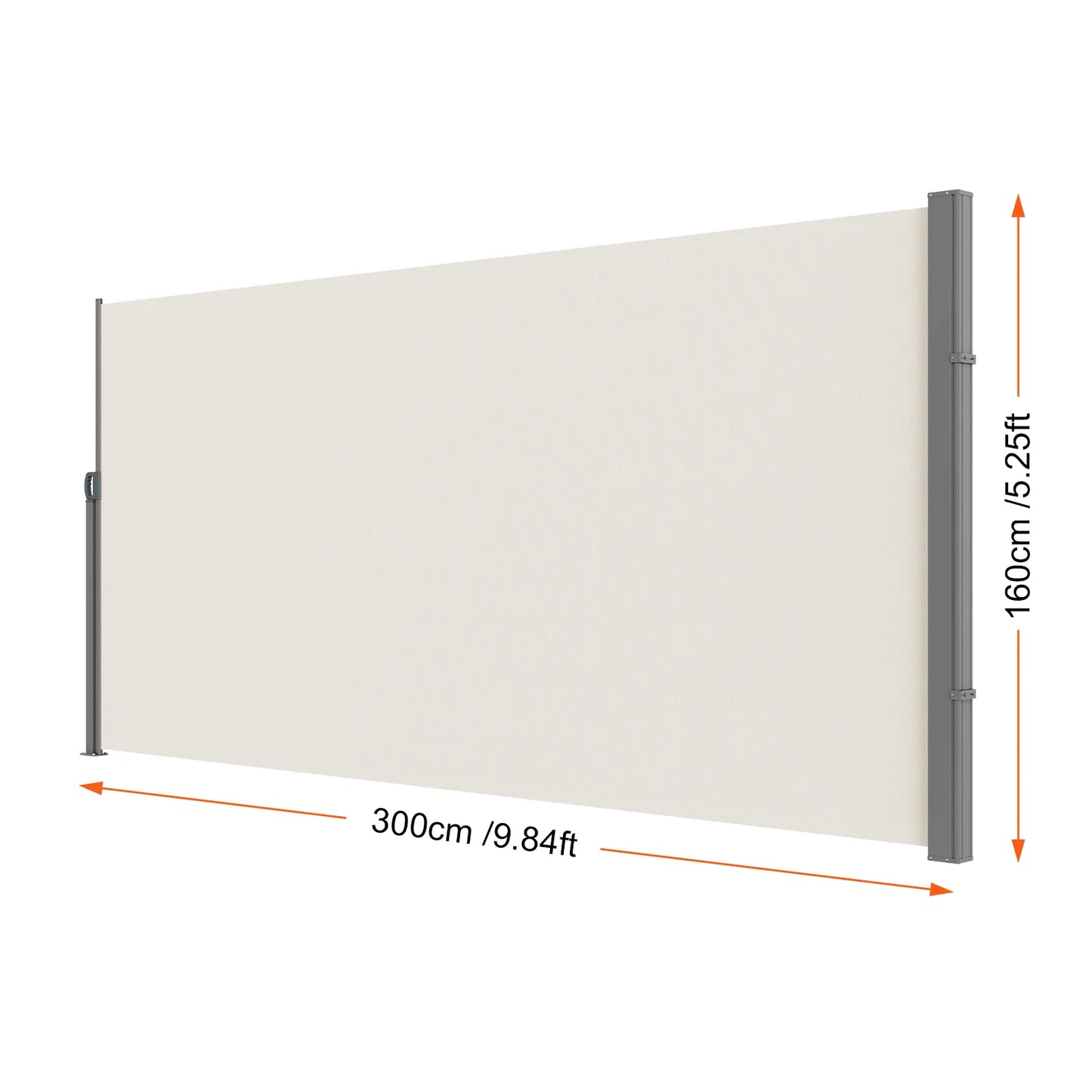 SucceBuy Retractable Side Awning Outdoor Privacy Polyester Water-proof Retractable Patio Screen UV 30+ Room Divider Wind Screen