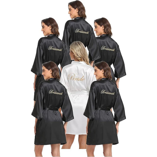 12 Pcs Bridesmaid Robes Bride Kimono for Wedding Day Satin Embroidered Bridal Party Robes