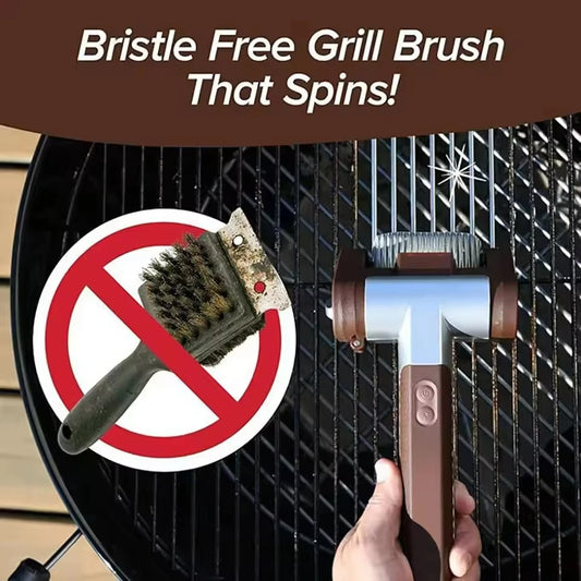350RPM Electric Roller Grill Brush with Replaceable Brush Head Stainless Steel Grill Cleaner Rechargeable Barbecue Cleaner Tools