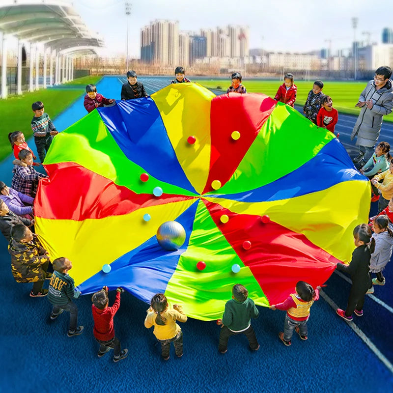 Outdoor Children Games Kids Play Rainbow Parachute Toy 2M 3M 5M Cooperative Teamwork Activities Party Carnival Fun Favors