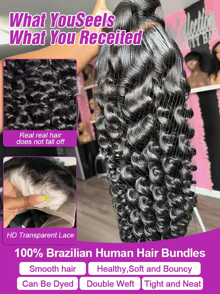13x6 HD 30 40 Inch Loose Curly Lace Front 100% Human Hair Wigs Deep Water Wave 360 13x4 Lace Frontal Raw Brazilian Remy Hair Wig