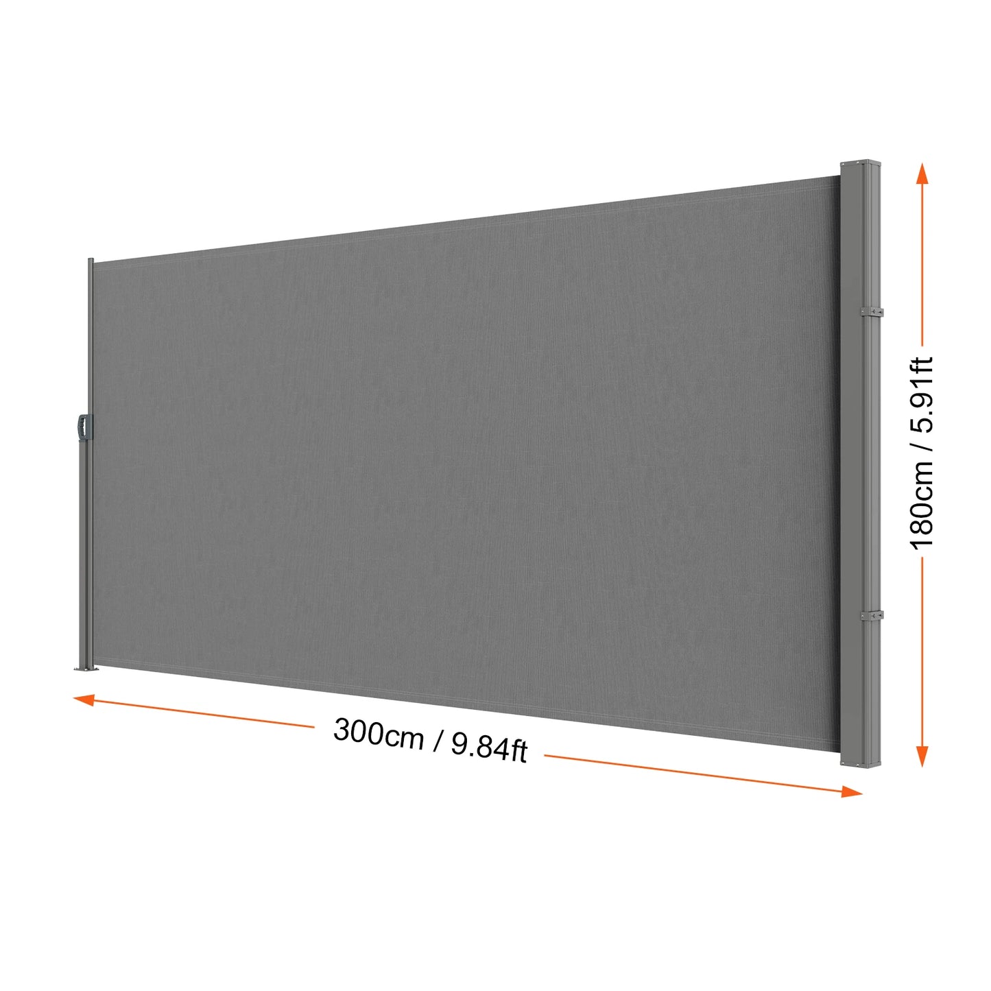 SucceBuy Retractable Side Awning Outdoor Privacy Polyester Water-proof Retractable Patio Screen UV 30+ Room Divider Wind Screen
