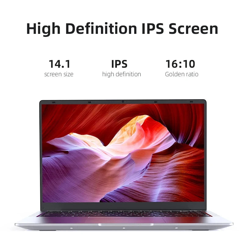 14.1" Ultra Slim Windows 11 Pro Laptop Computer intel Atom A3950 12GB RAM 1TB 2TB SSD Notebook PC 1080P HD Office Study Laptops