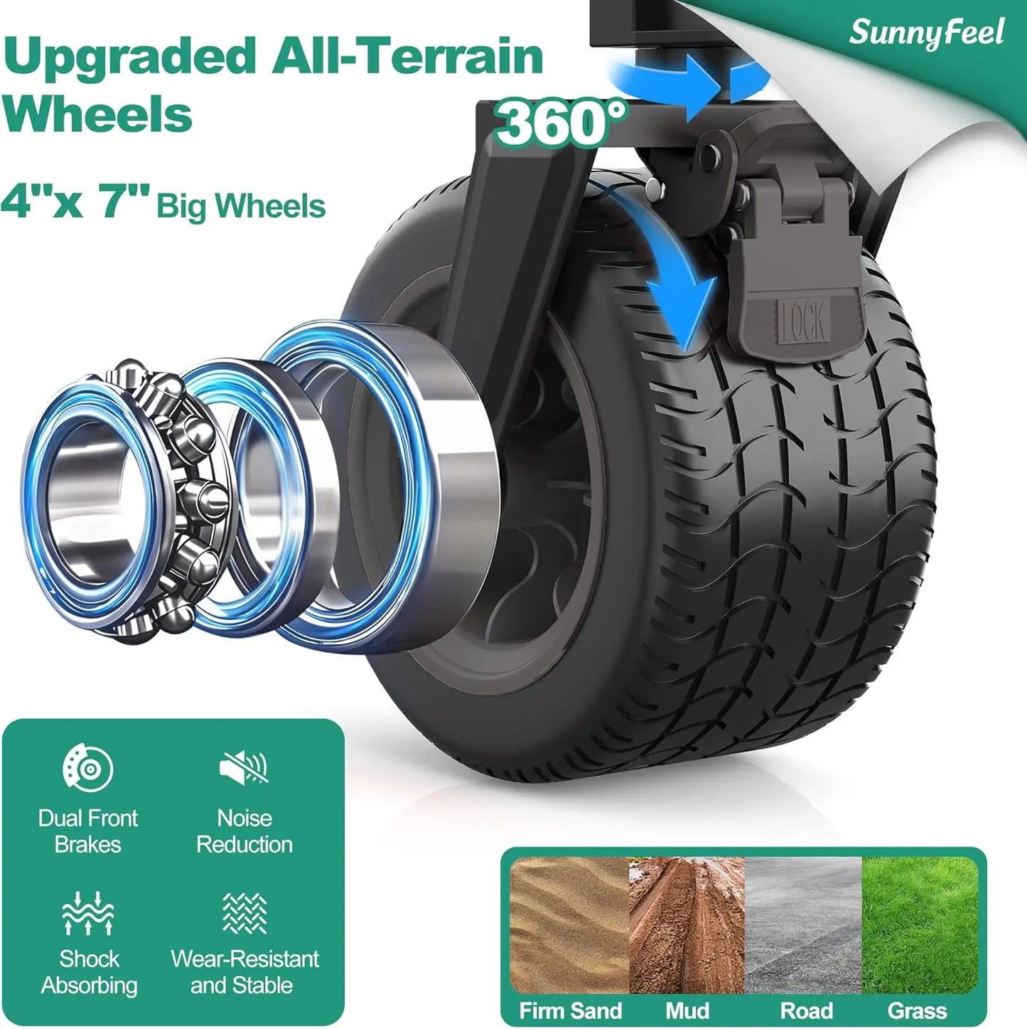 Heavy Duty Collapsible Outdoor Utility Wagon Cart 500LB Capacity Adjustable Handlebar,Foldable Beach Wheels Stable Durable Oxfor