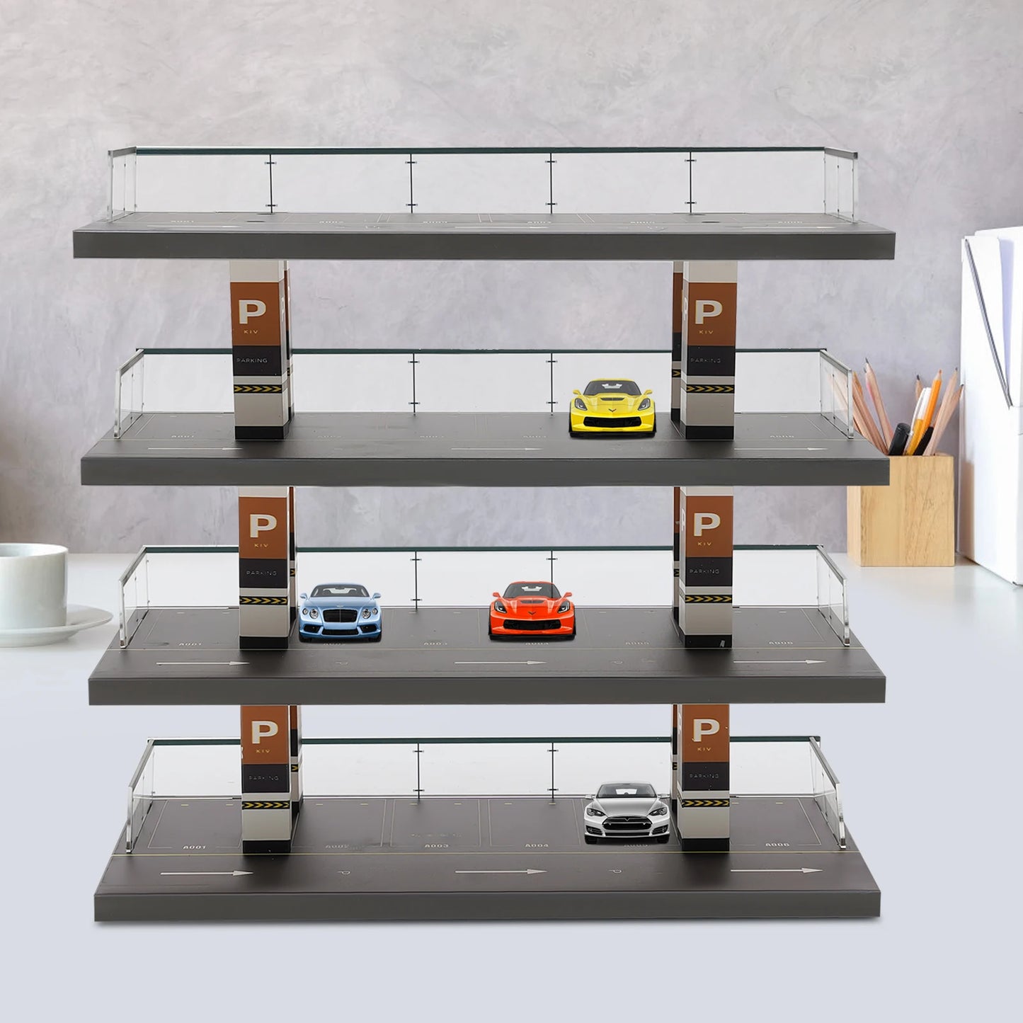 1/64 Parking Lot Toy Car Model Storage Rack Display Cabinet Kids Room Decor Xmas Gift Toys for Baby Boys Girls