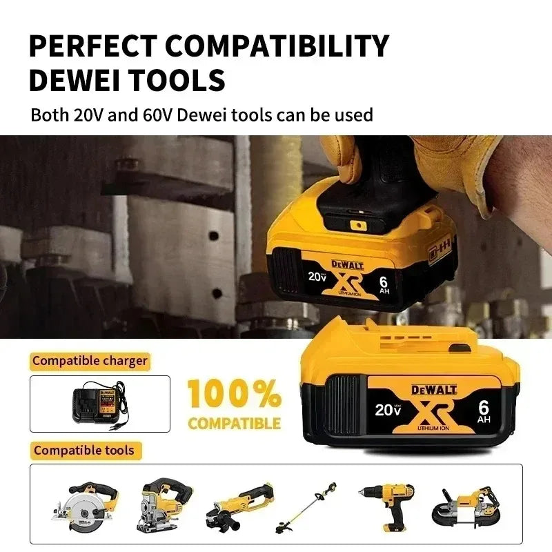 DeWALT Original Battery 20V 5Ah 6Ah 2Ah MAX FlexVolt for DCB606 DCB205 DCB206 DCB209 DCB182 Power Tool with Charger