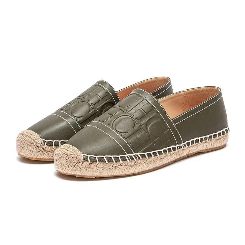 C-H Woman Beach Shoes 2025 New Anti slip Handmade Hemp Bottom Flat Shoes Mommy Gift Girls Casual Shoes