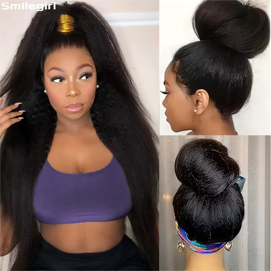 40 Inch Kinky Straight 360 Full Lace Wig Human Hair Wigs Pre Plucked Hd Lace Front Wig 250 Density Brazilian Original For Women