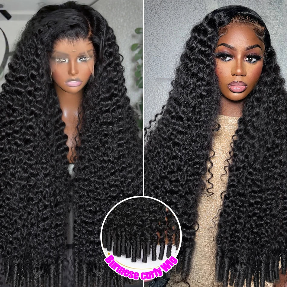 36 40Inch Burmese Curly 13x6 Hd Lace Front Human Hair Wig 250 Density Deep Wave 13x4 Lace Full Frontal Hair Wigs Vietnamese Hair