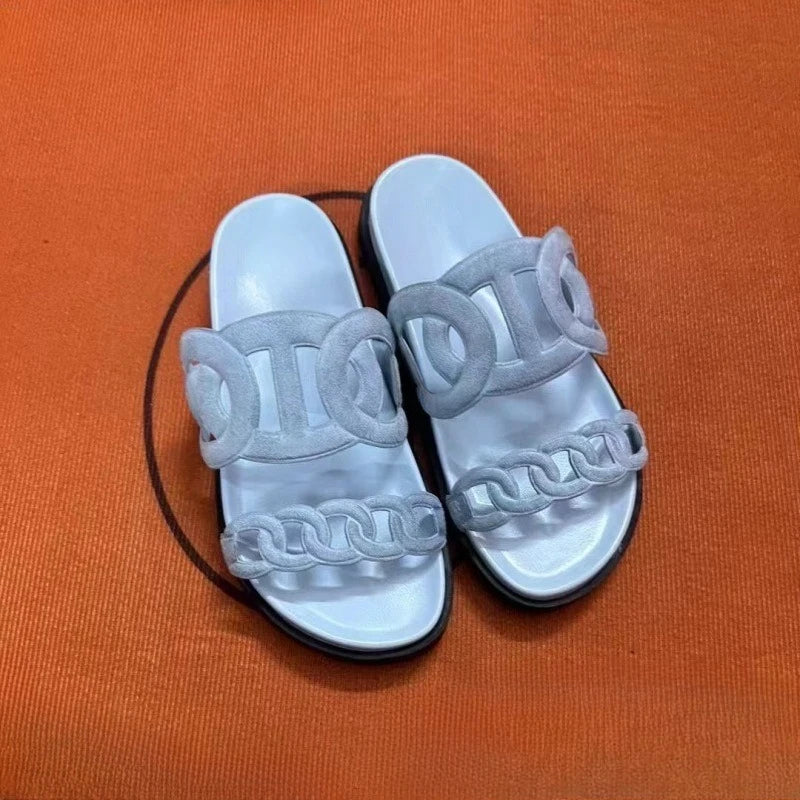 Sandals for Women, 2026 New Style, Versatile and Fashionable, Hollowed Out Beach Thick Soled Sandals, Correct Version Slippers