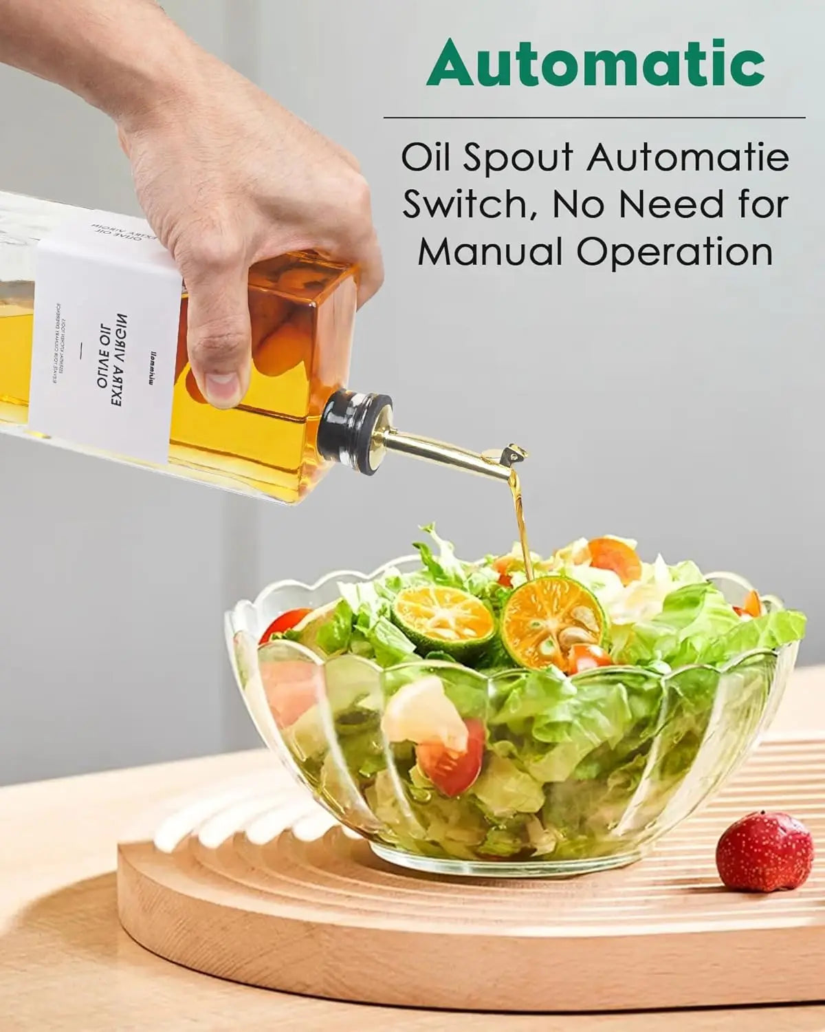 Olive Oil Dispenser For Kitchen, Glass Oil Bottle 500ML Oil And Vinegar Dispenser Set Of 2, Cooking Oil Dispenser With 2 Stainle