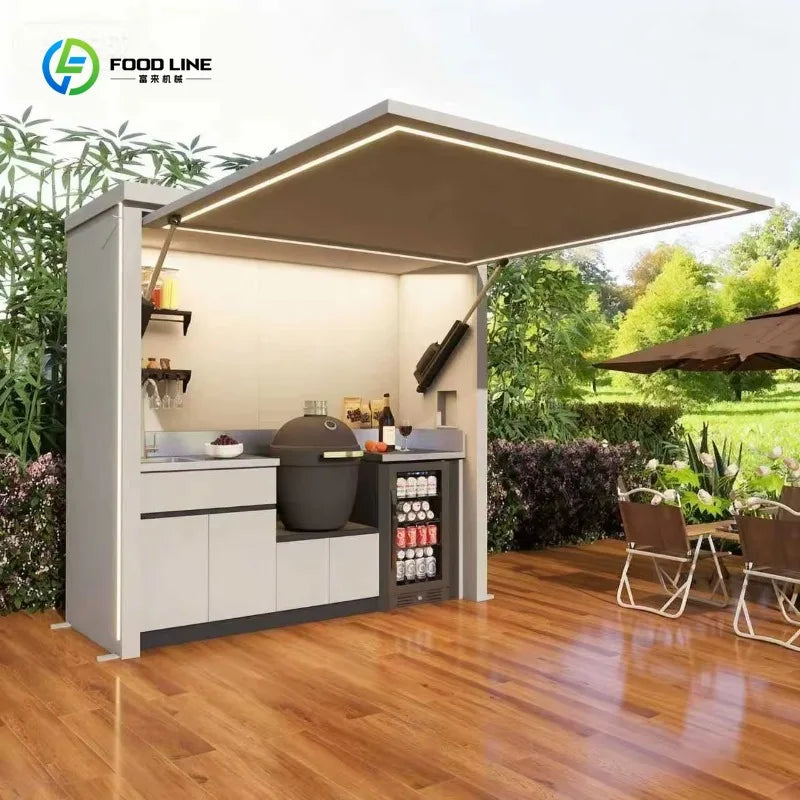 Customized Modular All-Weather Backyard BBQ Outdoor Kitchen with Griddle Module BBQ Island Grills